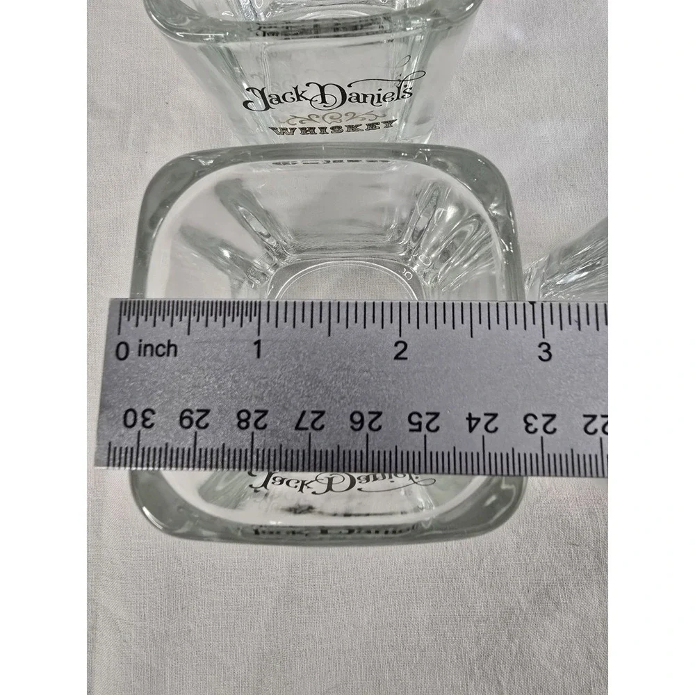 Jack Daniels Whiskey Square Shot Glasses‎ Set of 3 Clear Heavy Base Barware